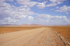 Looking back south. The foothills of the Rooirand Mountains can be seen 40 kilometers away