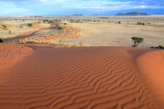 Morgens kann man barfuß durch den kühlen Sand laufen und weit ins Tsondab-Tal schauen