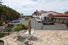 The parking lot of the Hotel Thule