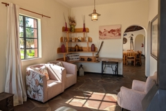 The old main house of the lodge is furnished in a rustic style