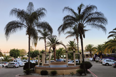 The forecourt of the Safari Court Hotel
