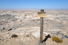 Kolmanskuppe is located in a restricted area (the Sperrgebiet), as this border post clearly shows
